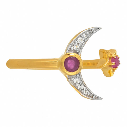 Pozlátený Strieborný Prsteň s Madagaskarským Rubínom