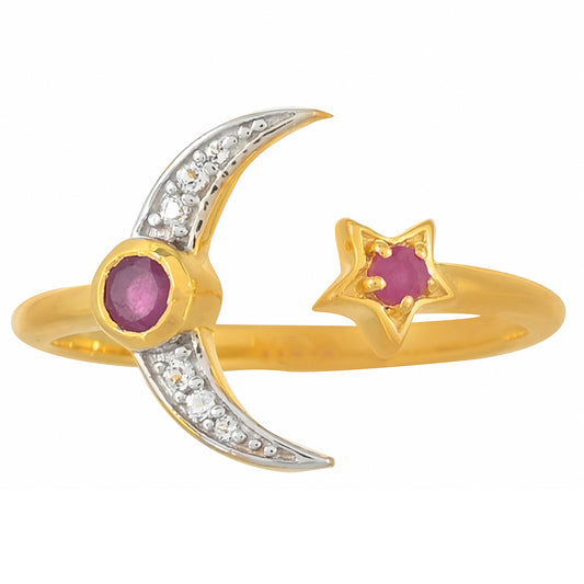 Pozlátený Strieborný Prsteň s Madagaskarským Rubínom