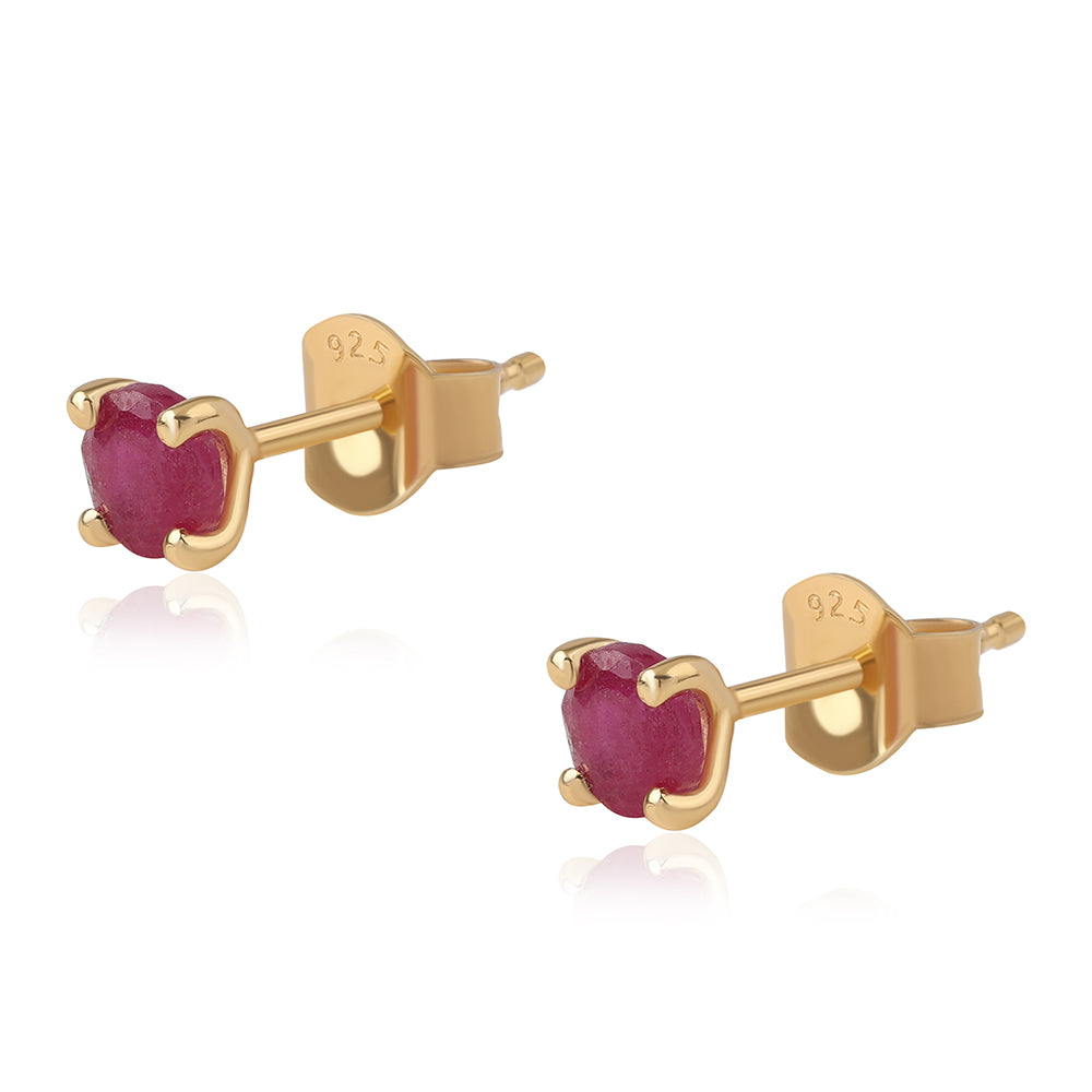 Pozlátené Strieborné Náušnice s Mozambickým Rubínom