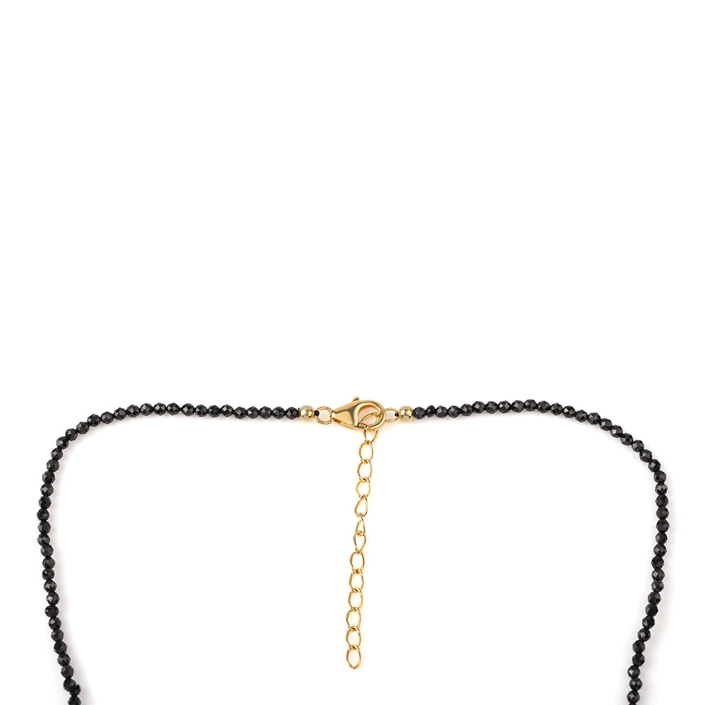 Pozlátený Strieborný Náhrdelník s Čiernym Spinelom