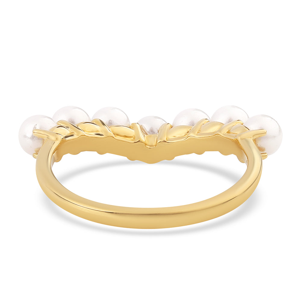 Pozlátený Strieborný Prsteň s Bielou Sladkovodnou Perlou