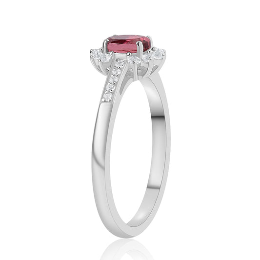 Strieborný Prsteň s Rubellitom z Cruzeira a Bielym Topásom