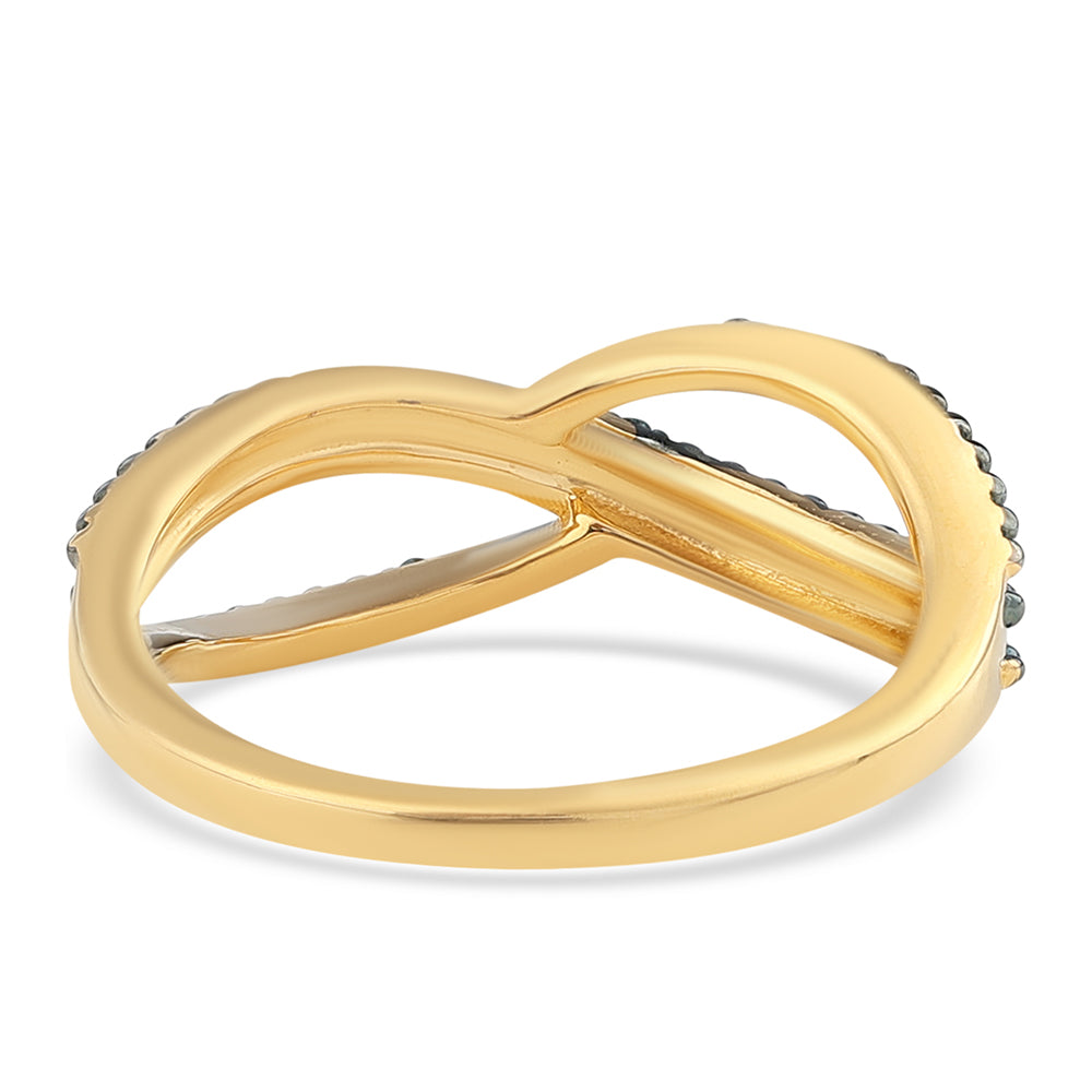 Pozlátený Strieborný Prsteň s Modrým Diamantom