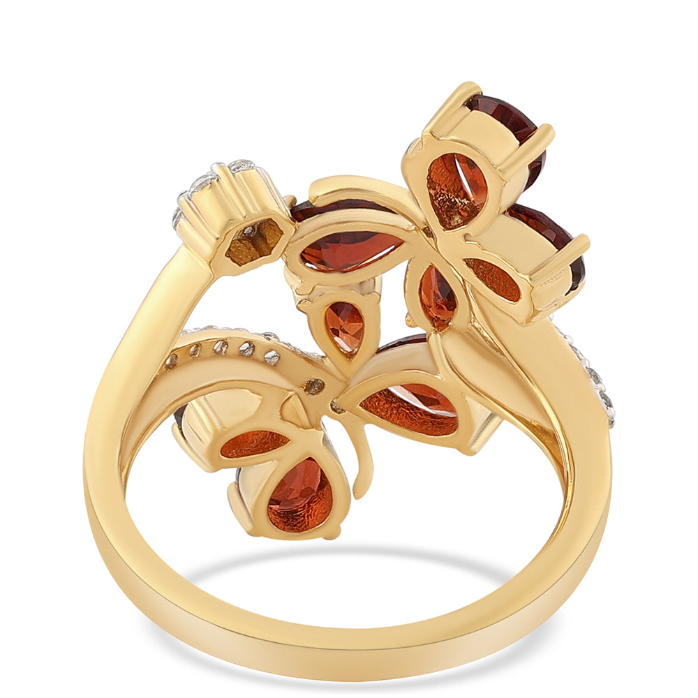 Pozlátený Strieborný Prsteň s Bartonským Granátom a Bielym Topásom