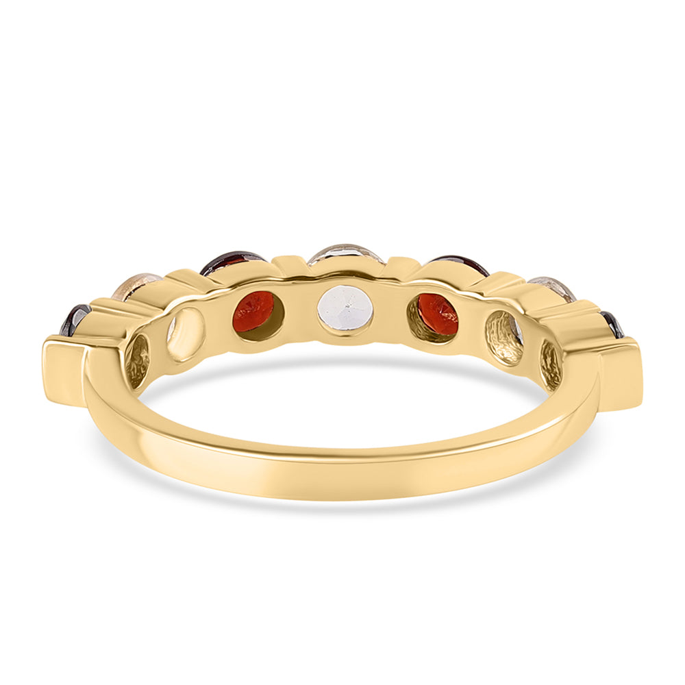 Pozlátený Strieborný Prsteň s Bartonským Granátom a Bielym Topásom