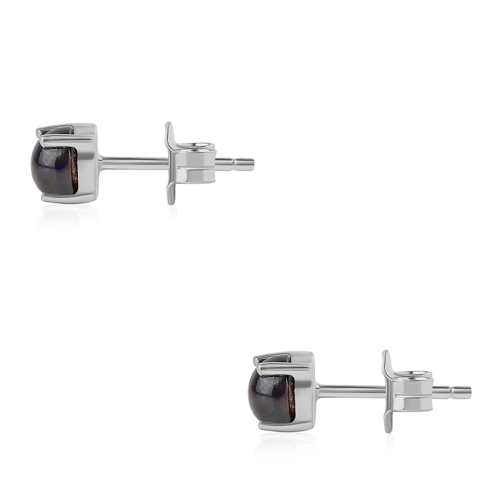 Strieborné Náušnice s Polnočne Čiernym Etiópskym Opálom z Lega Dembi