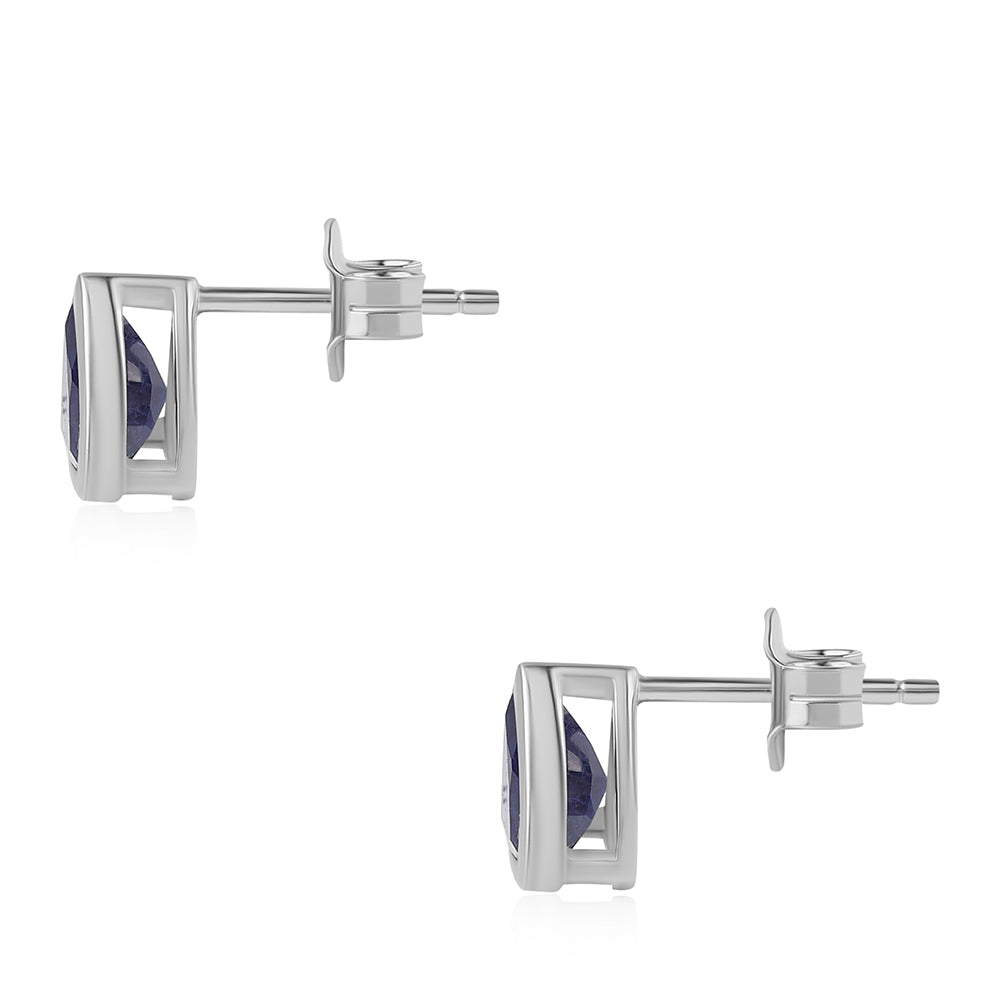 Strieborné Náušnice s Austrálskym Modrým Zafírom