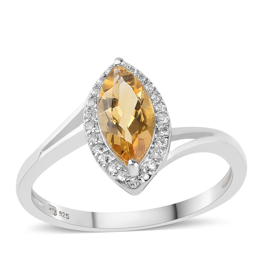 Strieborný Prsteň s Citrínom a Bielym Topásom