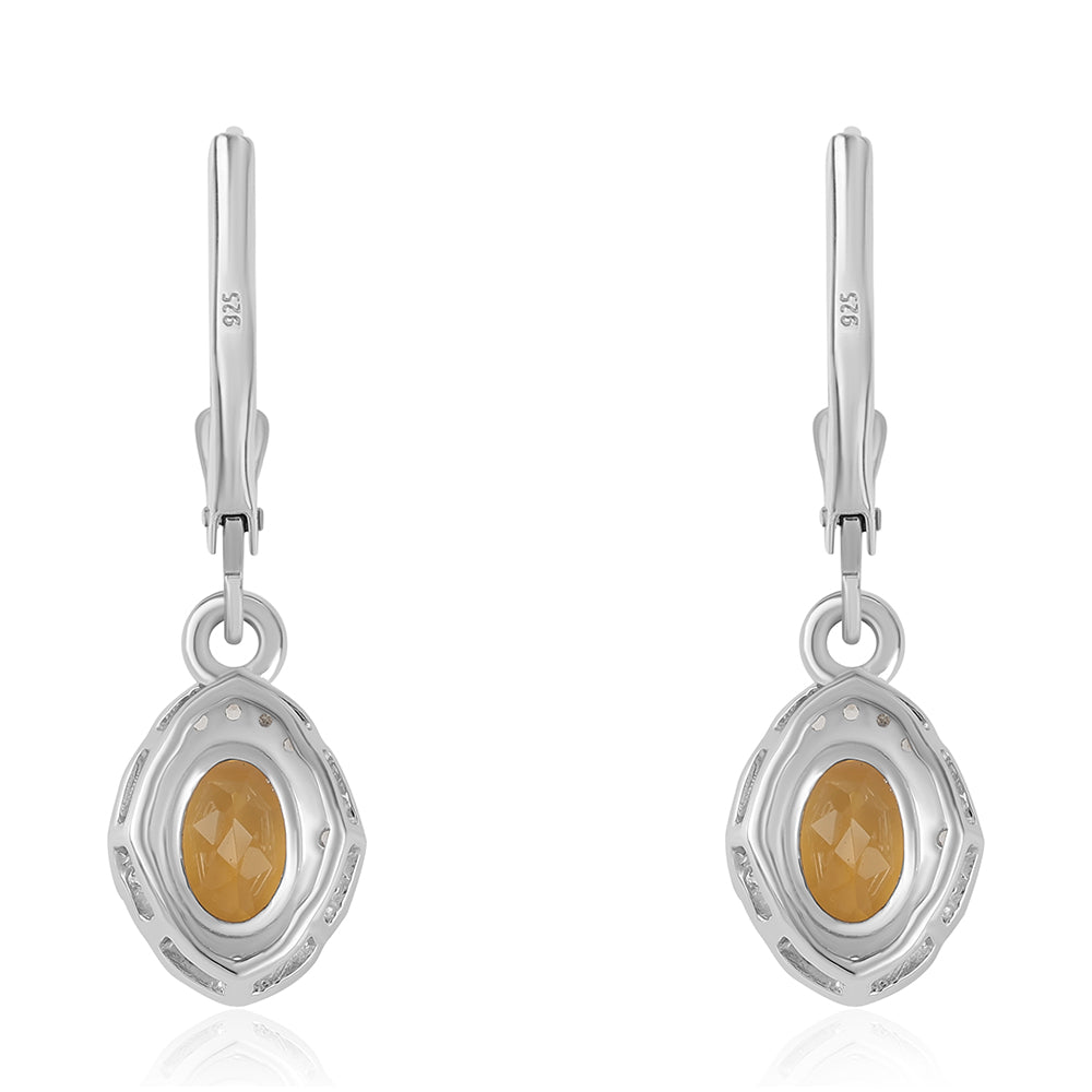 Strieborné Náušnice s Citrínom a Bielym Topásom