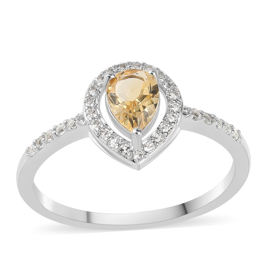 Strieborný Prsteň s Citrínom a Bielym Topásom