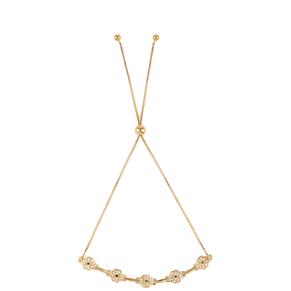 Pozlátený Strieborný Náramok s so Zeleným Diamantom