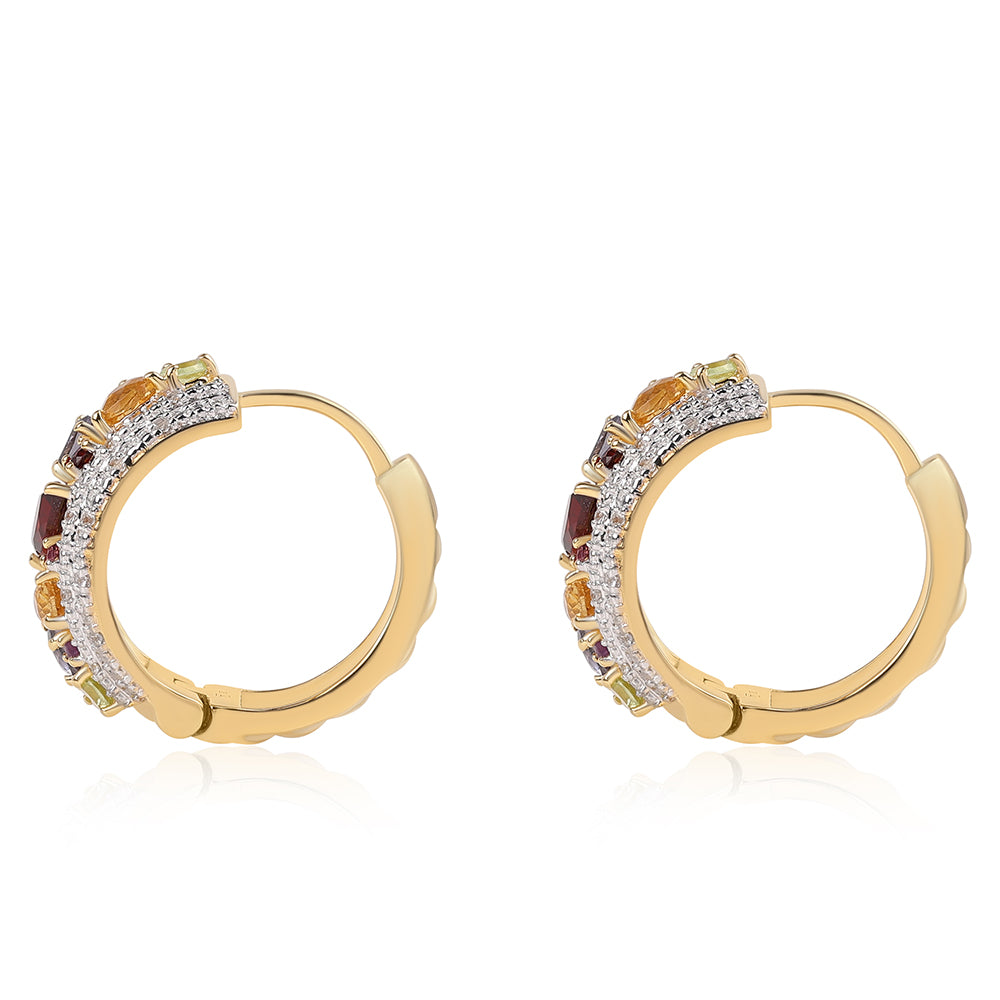 Pozlátené Strieborné Náušnice s Rhodolitovým Granátom a Olivínom