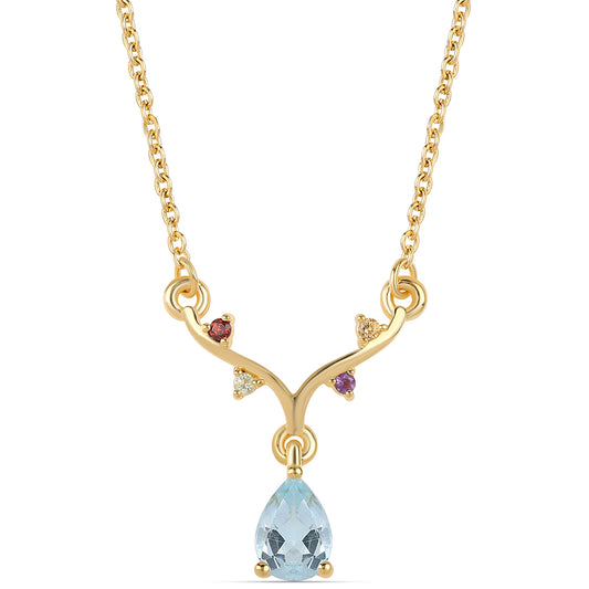 Pozlátený Strieborný Náhrdelník s Červeným Granátom a Olivínom