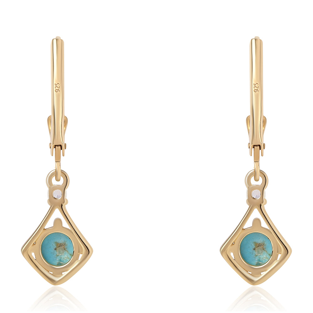 Pozlátené Strieborné Náušnice s so Sleeping Beauty Tyrkysom a Bielym Topásom