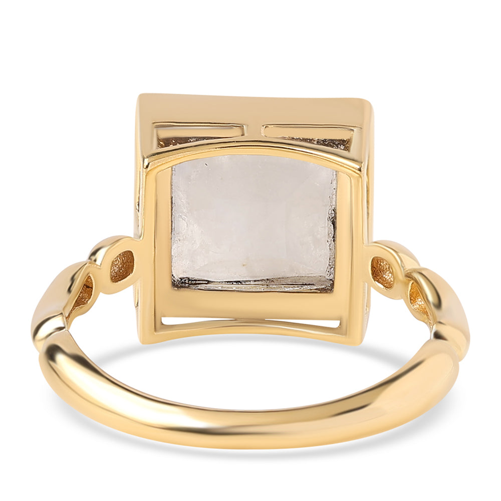 Pozlátený Strieborný Prsteň s AA dúhovým mesačným kameňom