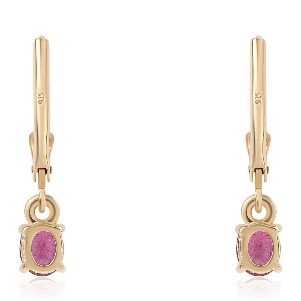 Pozlátené Strieborné Náušnice s Mozambickým Rubínom