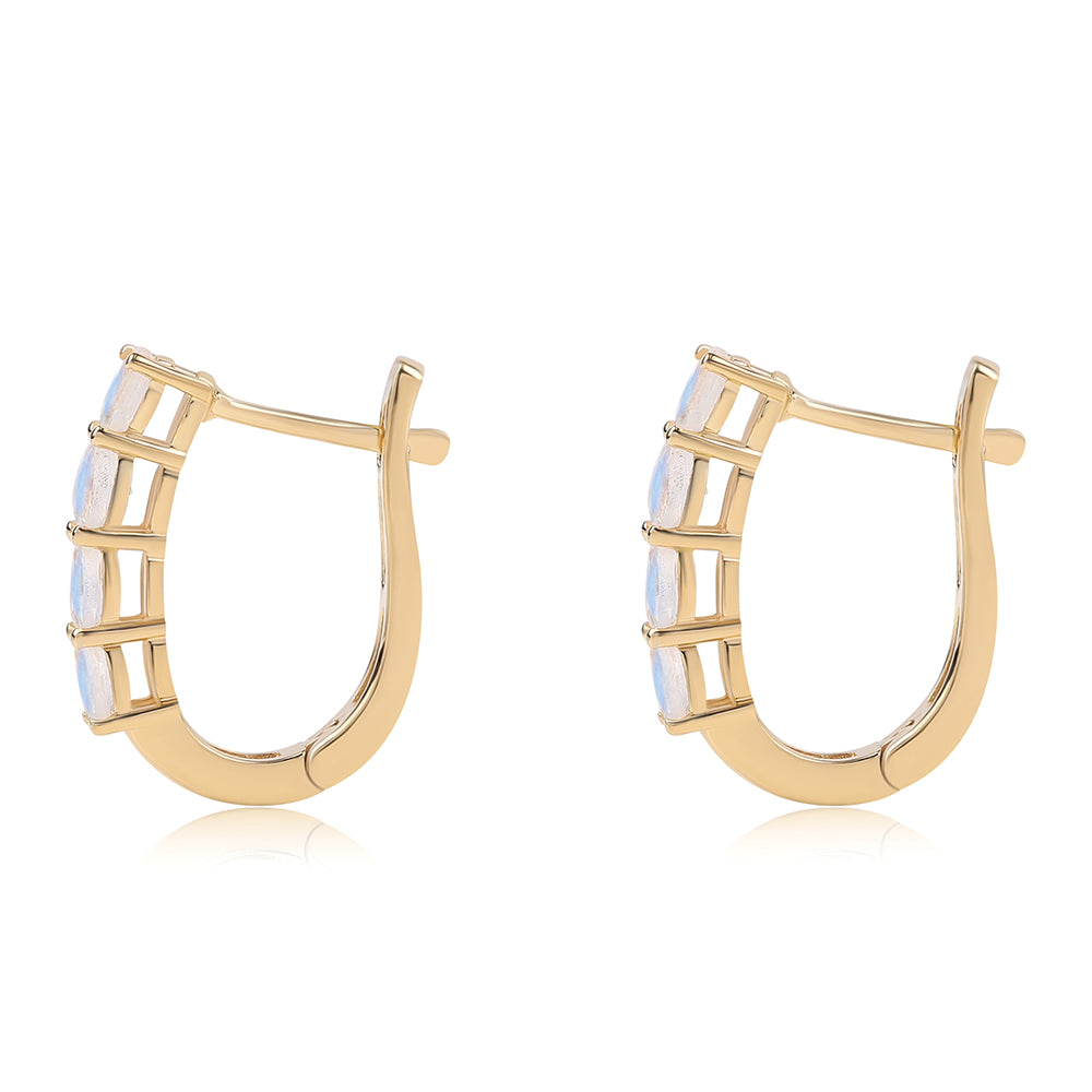 Pozlátené Strieborné Náušnice s AA dúhovým mesačným kameňom