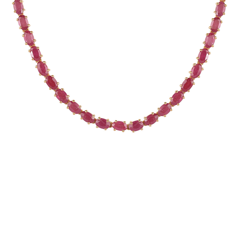 Pozlátený Strieborný Náhrdelník s Mozambickým Rubínom