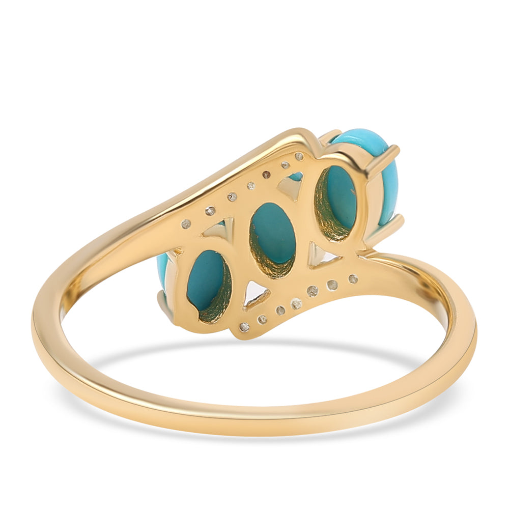 Pozlátený Strieborný Prsteň s so Sleeping Beauty Tyrkysom a Bielym Topásom