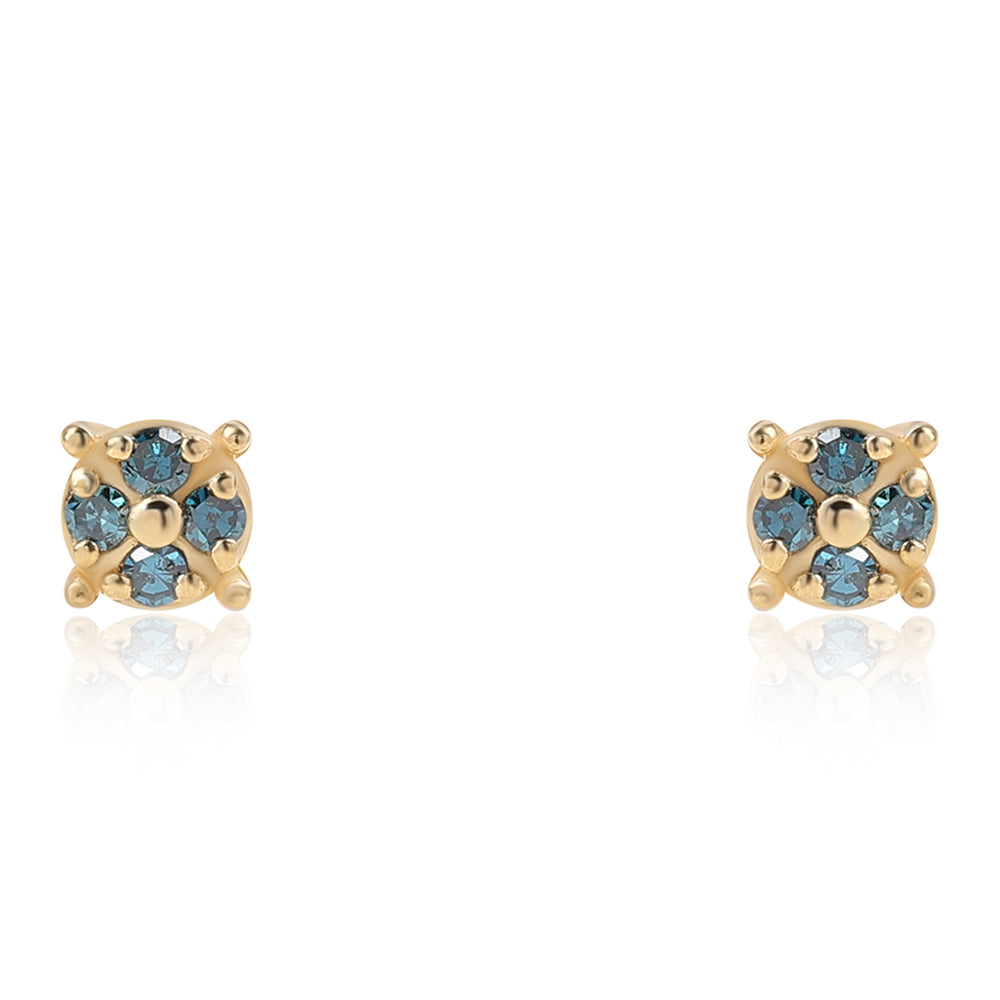 Pozlátené Strieborné Náušnice s Modrým Diamantom