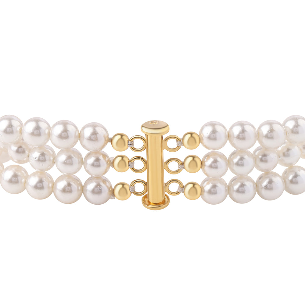 Pozlátený Strieborný Náramok s Bielou Sladkovodnou Perlou