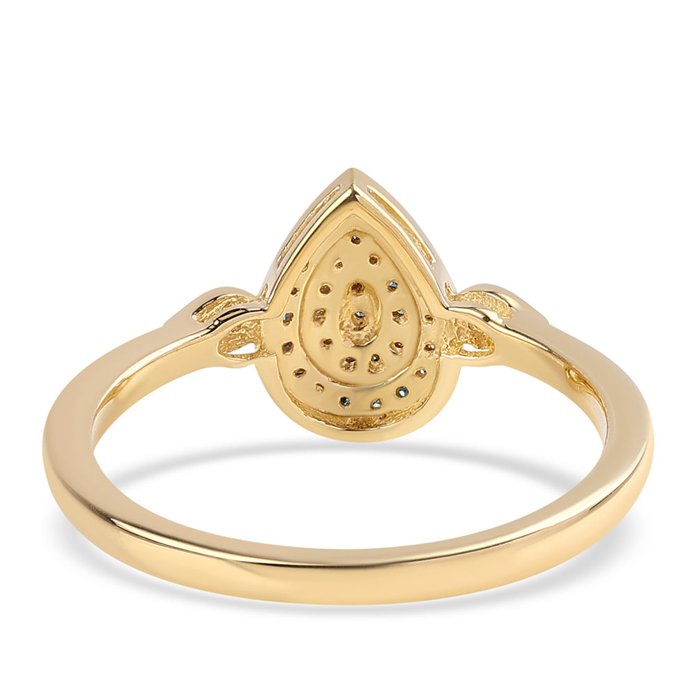 Pozlátený Strieborný Prsteň s Modrým Diamantom