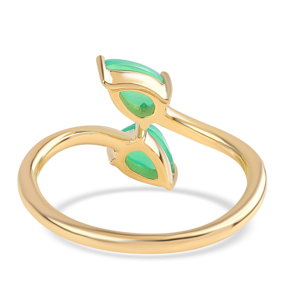 Pozlátený Strieborný Prsteň s so Zeleným Etiópskym Opálom z Lega Dembi