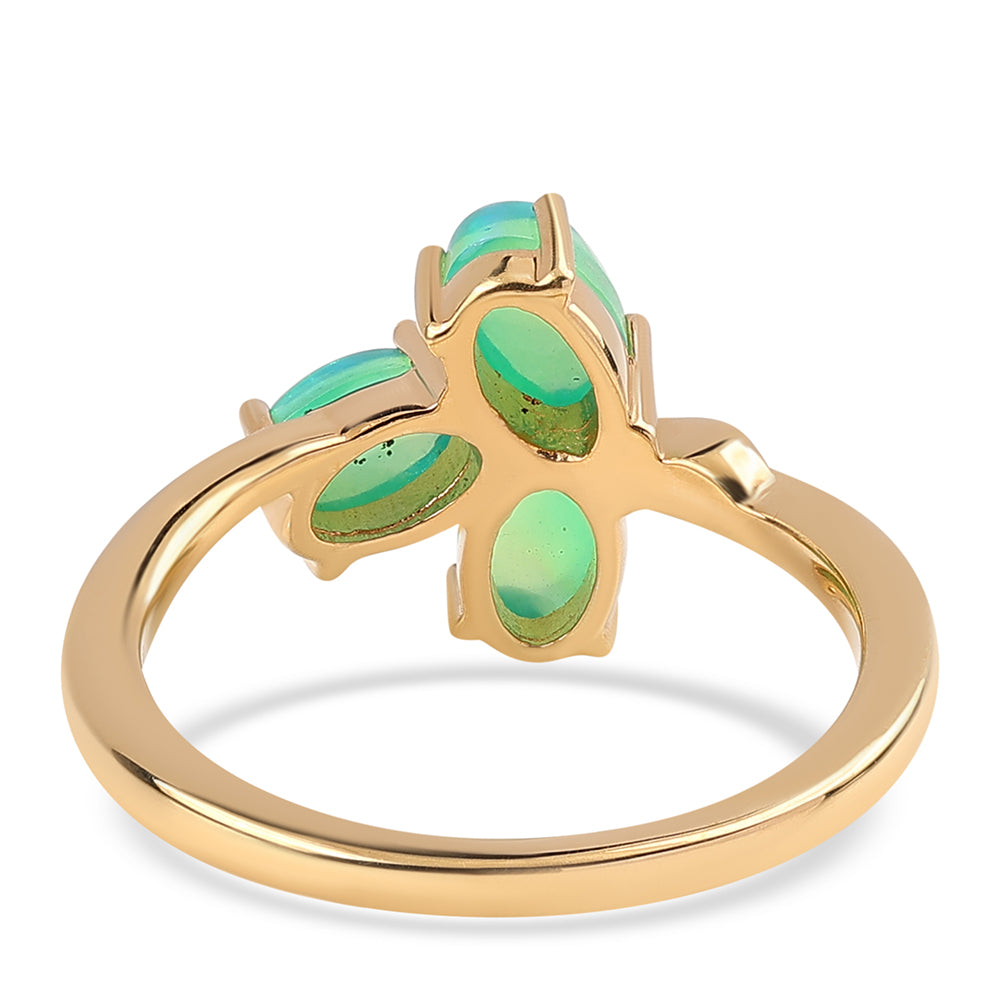 Pozlátený Strieborný Prsteň s so Zeleným Etiópskym Opálom z Lega Dembi