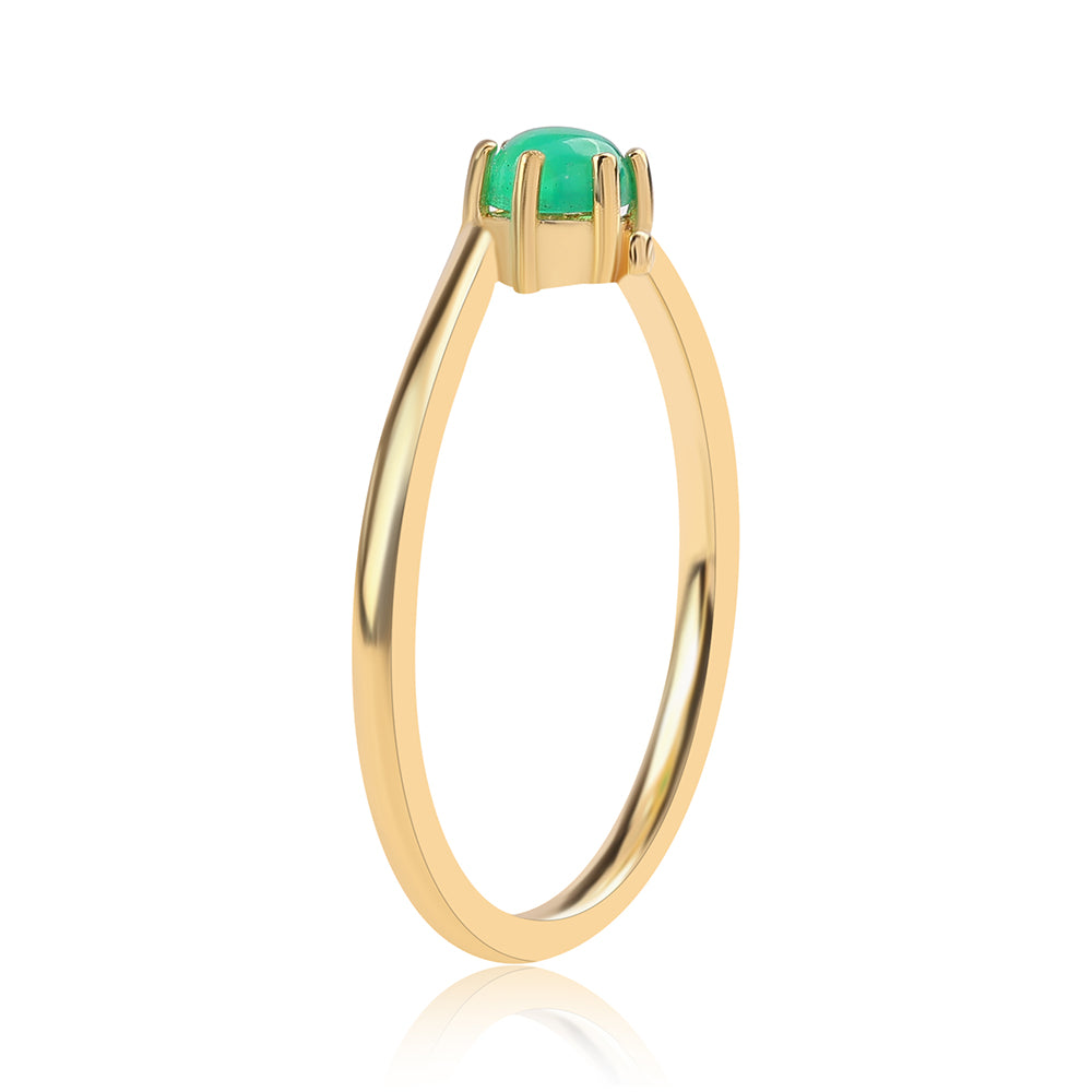 Pozlátený Strieborný Prsteň s so Zeleným Etiópskym Opálom z Lega Dembi