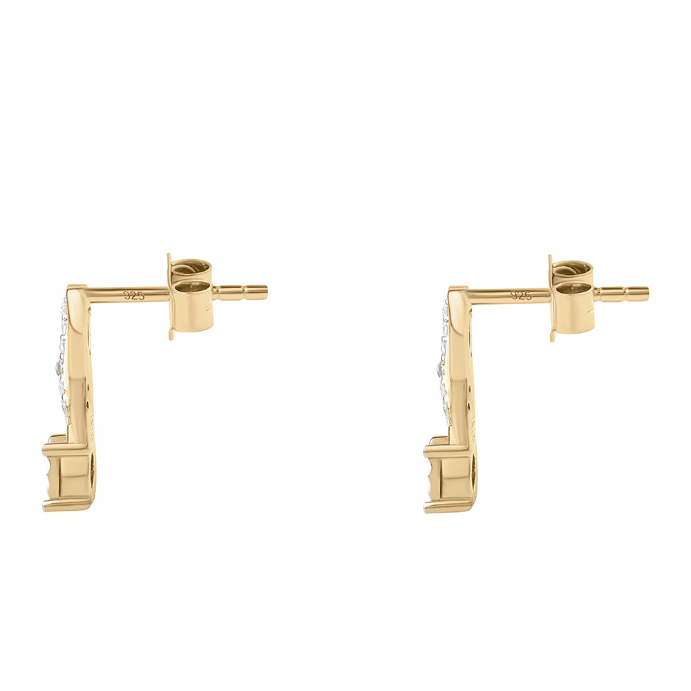 Pozlátené Strieborné Náušnice s Modrým Diamantom a Bielym Diamantom