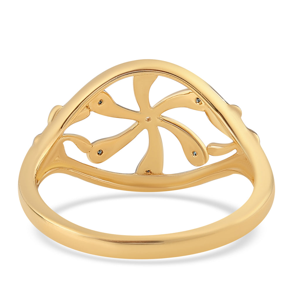 Pozlátený Strieborný Prsteň s Modrým Diamantom