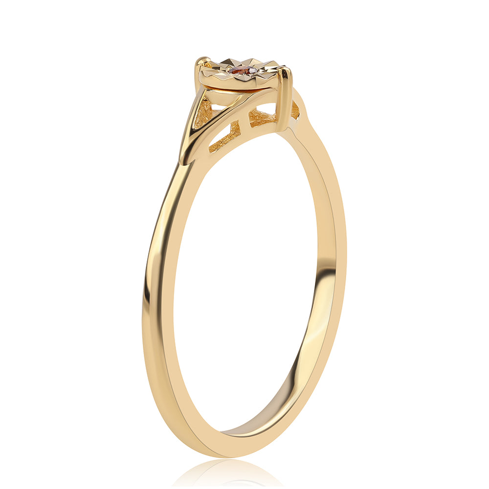 Pozlátený Strieborný Prsteň s Červeným Diamantom