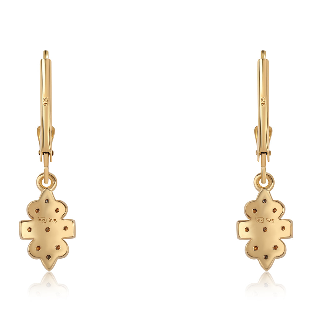 Pozlátené Strieborné Náušnice s Čiernym Diamantom