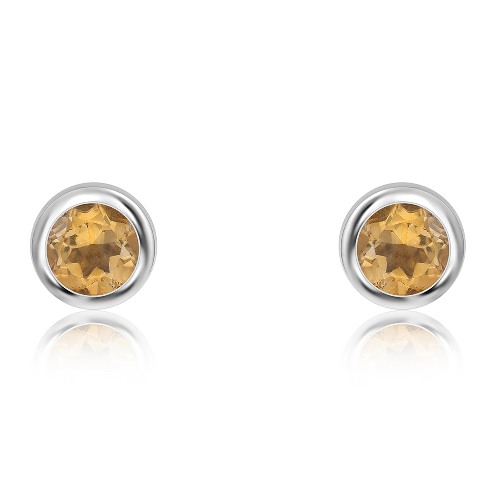 Strieborné Náušnice s AA Brazílskym Citrínom