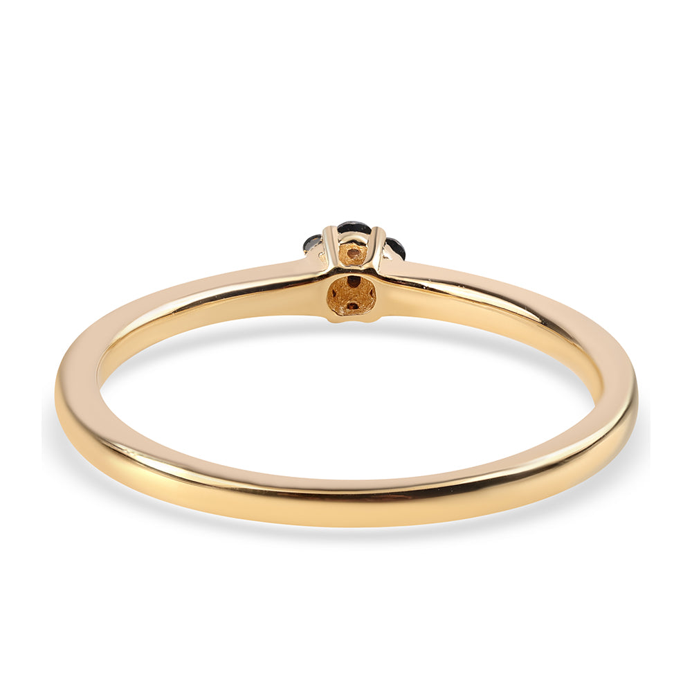 Pozlátený Strieborný Prsteň s Čiernym Diamantom a Bielym Diamantom