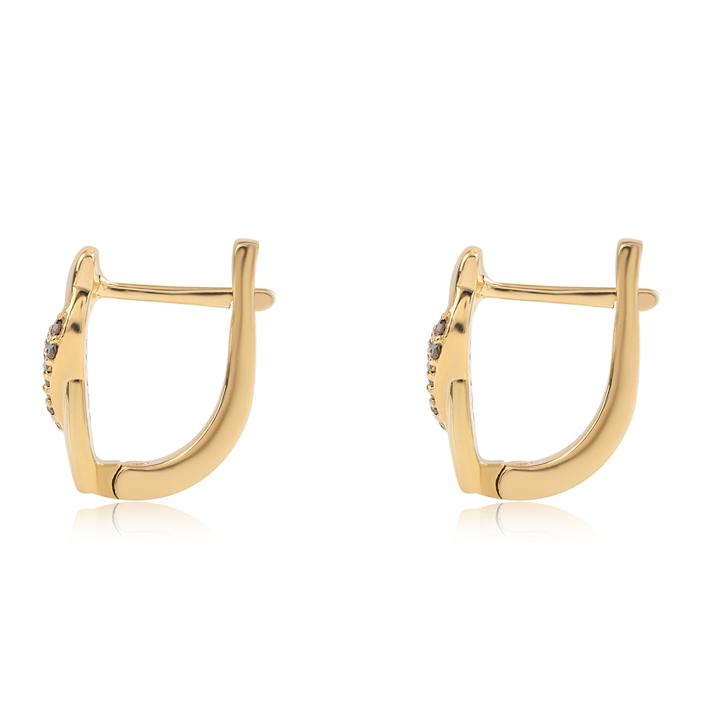 Pozlátené Strieborné Náušnice s Čiernym Diamantom