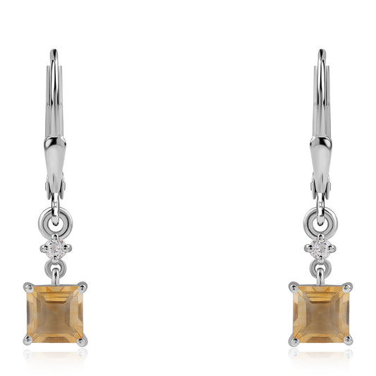Strieborné Náušnice s AA Brazílskym Citrínom a Bielym Topásom