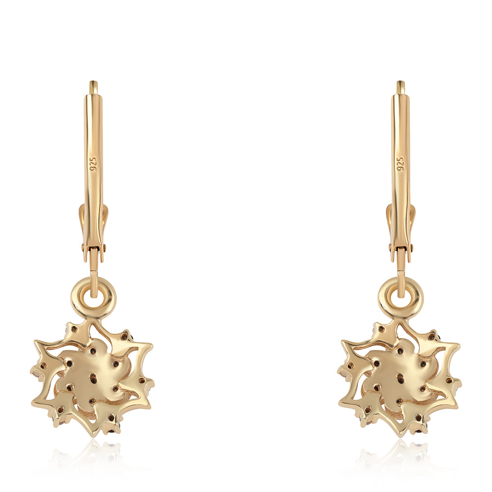 Pozlátené Strieborné Náušnice s Čiernym Diamantom