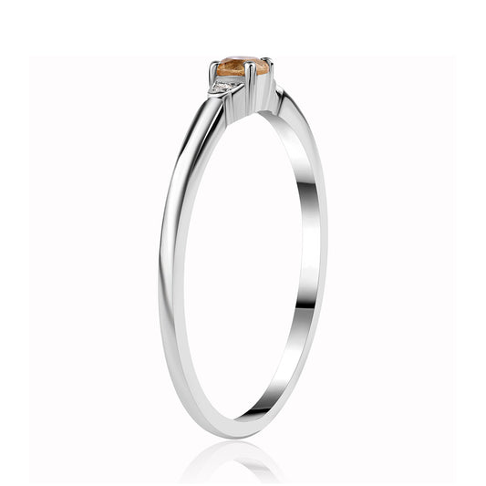 Strieborný Prsteň s AA Brazílskym Citrínom a Bielym Topásom