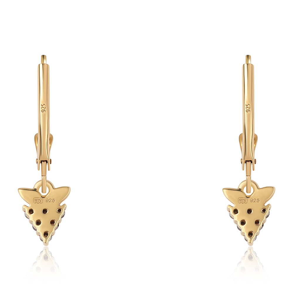 Pozlátené Strieborné Náušnice s Čiernym Diamantom