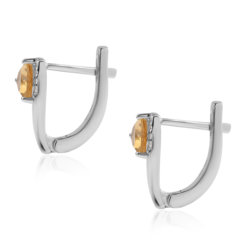 Strieborné Náušnice s AA Brazílskym Citrínom a Bielym Topásom