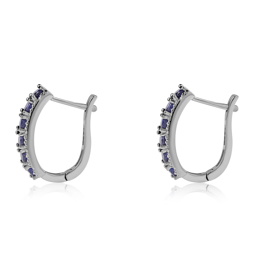 Strieborné Náušnice s Austrálskym Modrým Zafírom a Bielym Topásom
