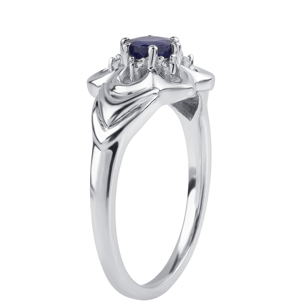 Strieborný Prsteň s Austrálskym Modrým Zafírom a Bielym Topásom