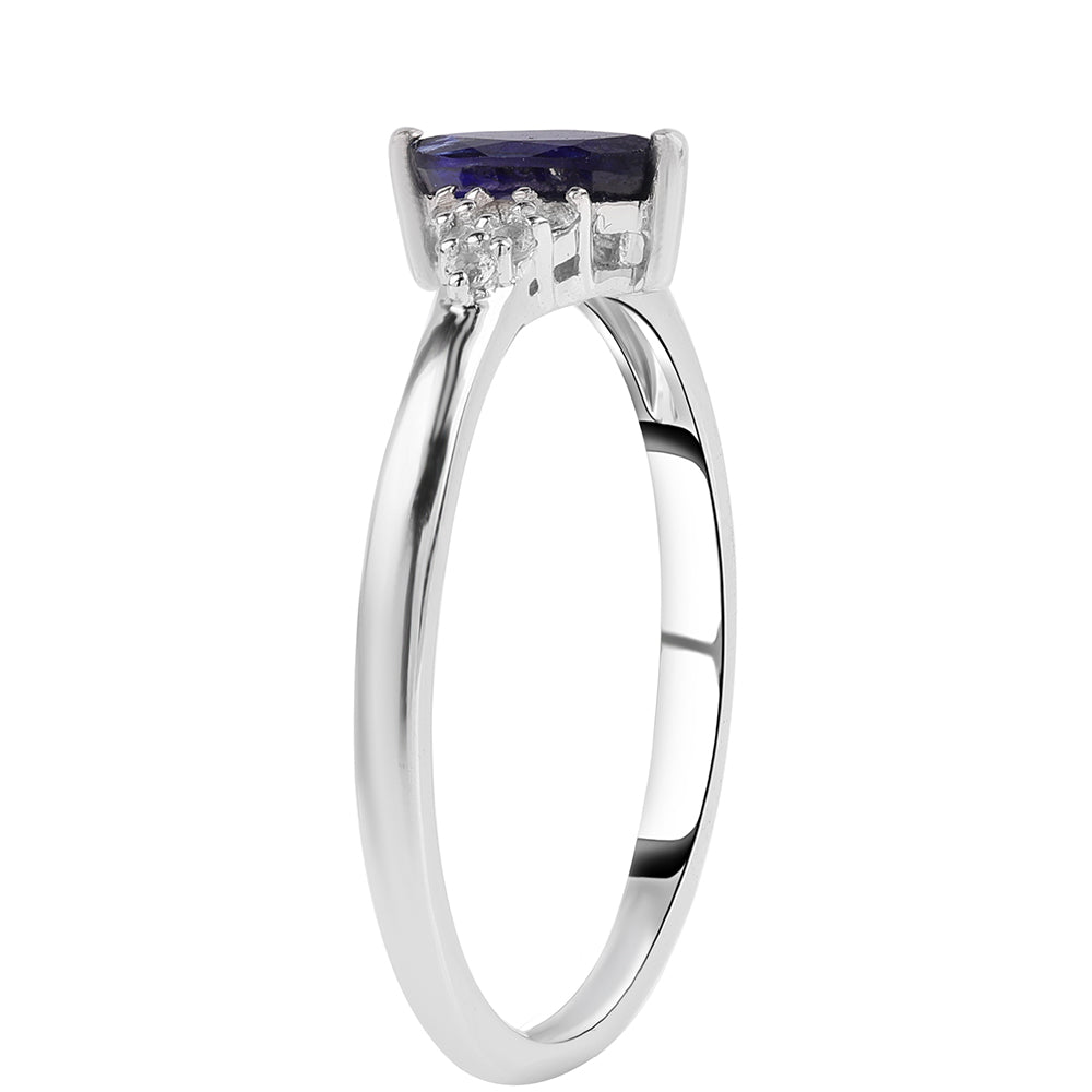 Strieborný Prsteň s Austrálskym Modrým Zafírom a Bielym Topásom