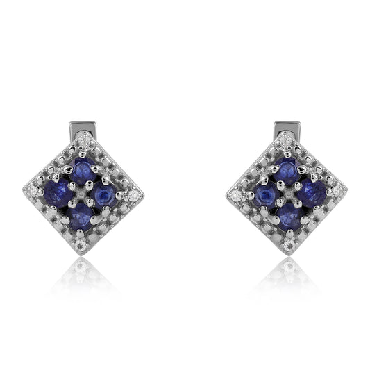 Strieborné Náušnice s Austrálskym Modrým Zafírom a Bielym Topásom