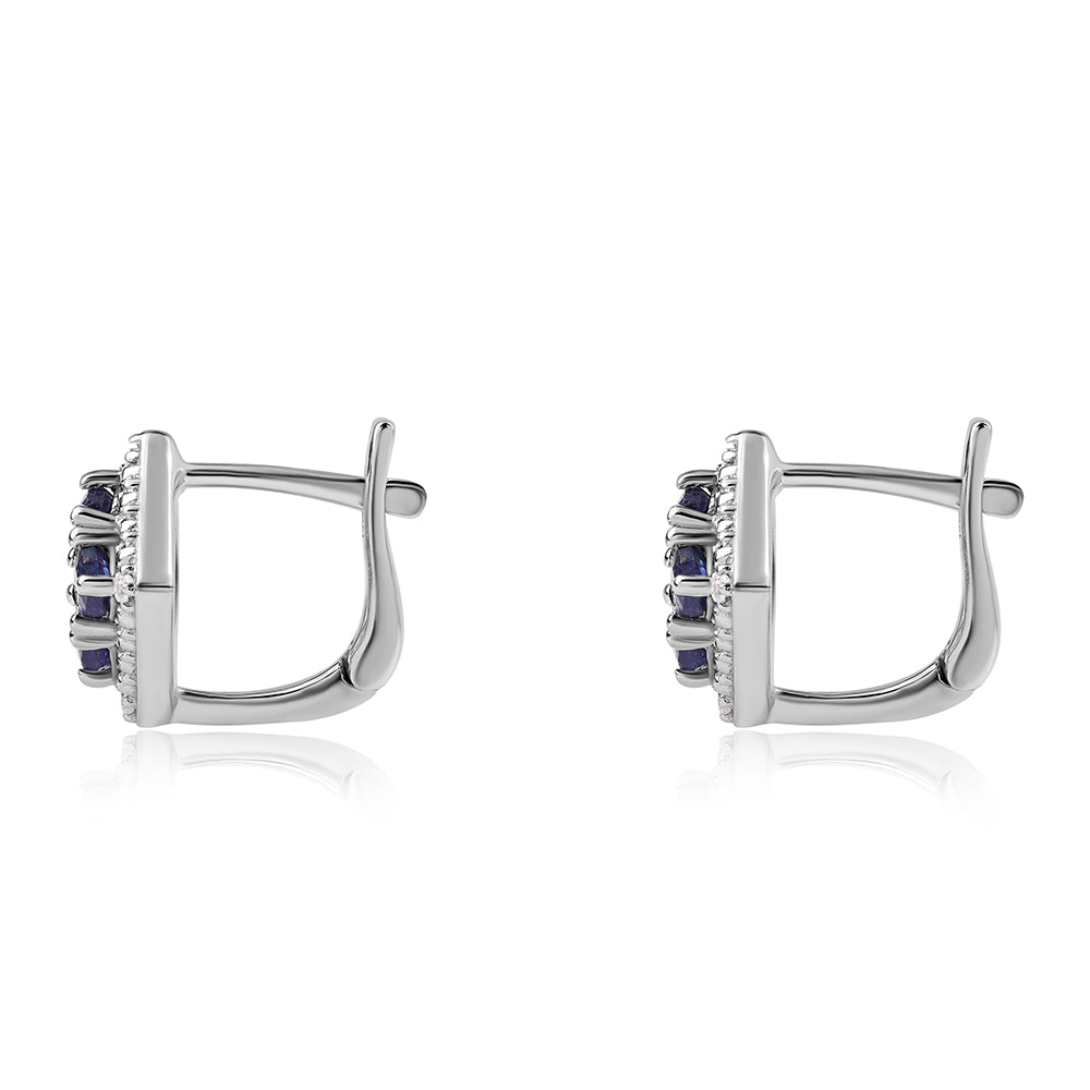 Strieborné Náušnice s Austrálskym Modrým Zafírom a Bielym Topásom