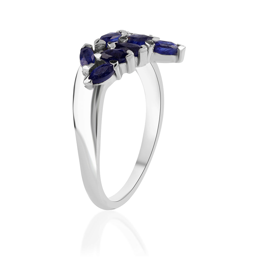 Strieborný Prsteň s Austrálskym Modrým Zafírom a Bielym Topásom