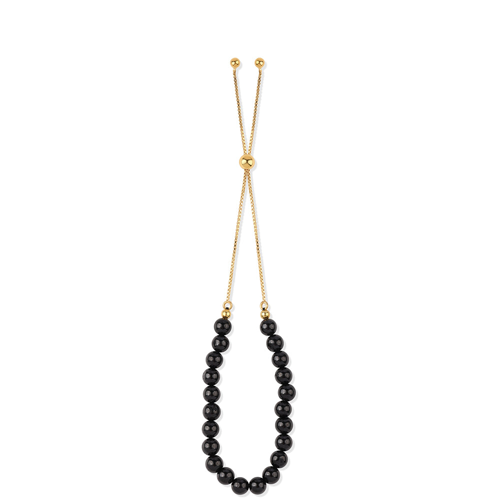 Pozlátený Strieborný Náramok s Čiernym Spinelom