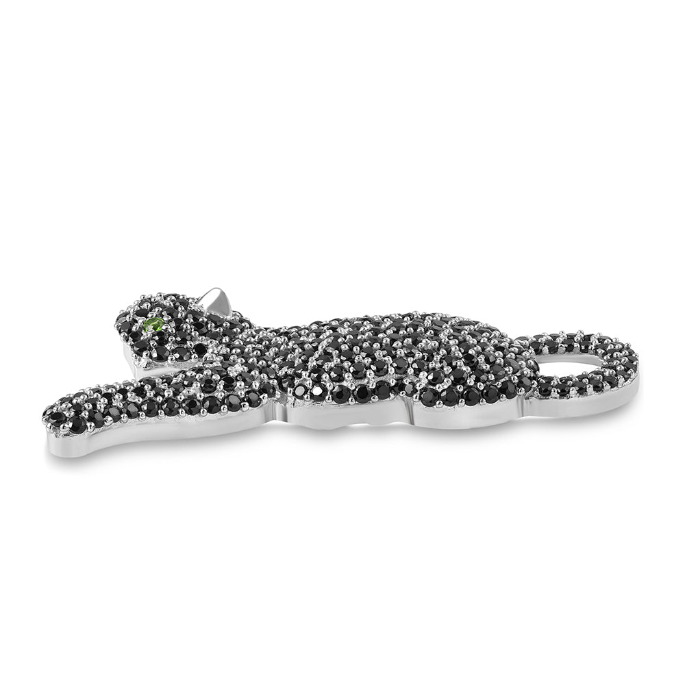 Strieborný Prívesok s Čiernym Spinelom a Chrom Diopsidom