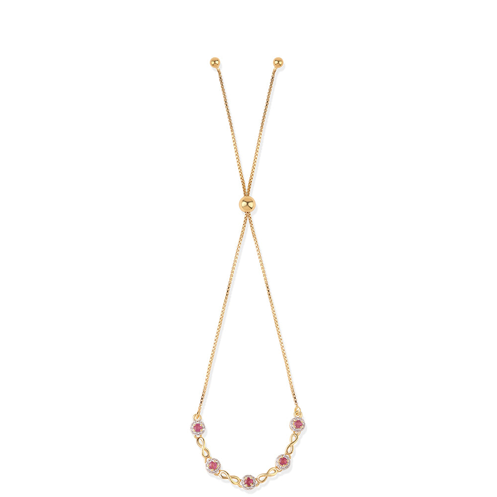 Pozlátený Strieborný Náramok s Mozambickým Rubínom a Bielym Topásom